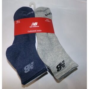 NWT MENS NEW BALANCE ANKLE SPORT SOCKS~10 PAIRS~ASSORTED